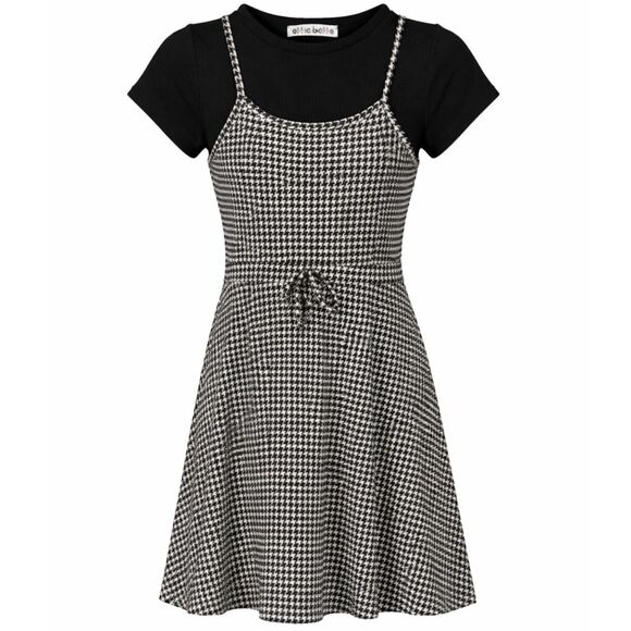 Other - ELLE BELLE 90'S CLUELESS INSPIRED HOUNDSTOOTH STRETCH 2FER FIT AND FLARE DRESS